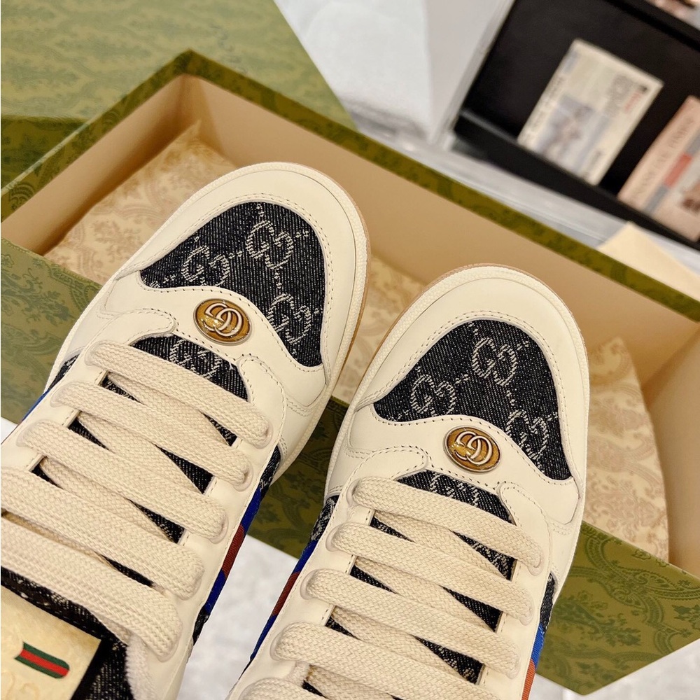 Gucci Cream and Blue Sneakers - Picture 6 of 16